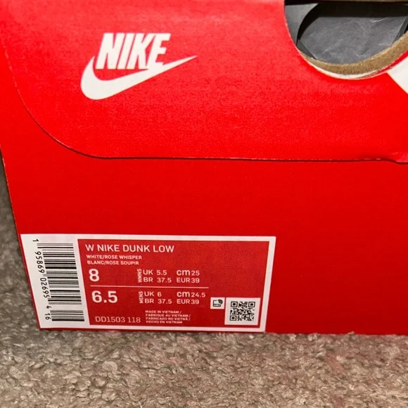 Women’s Nike Dunk Low White/Rose Whisper - Picture 3 of 6